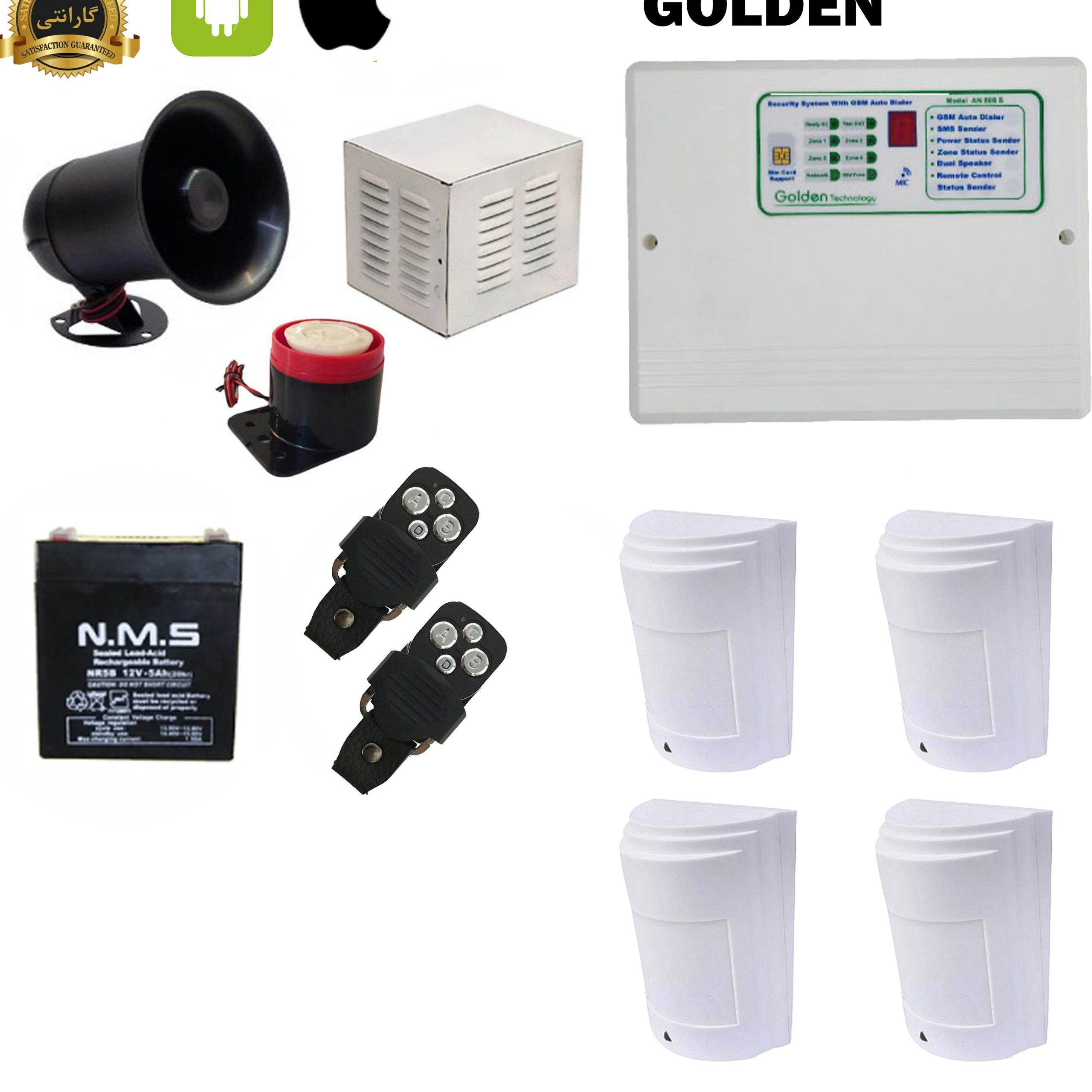 پکیج کامل دزدگیر اماکن مدل GOLDEN 810S گلدن – 4 عدد سنسور باسیم