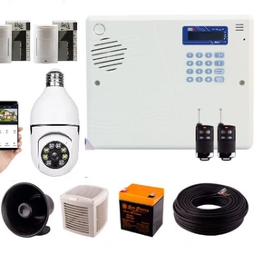 پکیج دزدگیر اماکن سایلکس مدل SG8-LITE سیم کارتی + دوربین بیسیم لامپی چرخشی