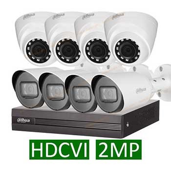پکیج 8 دوربین مداربسته داهوا 2 مگاپیکسل حرفه ای HDCVI