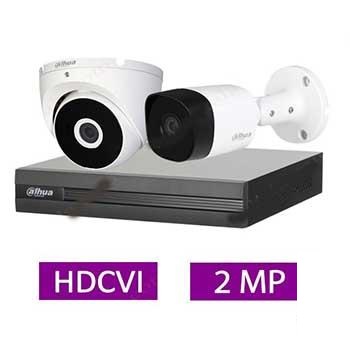 پکیج کامل 2 دوربین مدار بسته داهوا 2 مگاپیکسل بدنه فلزی HDCVI
