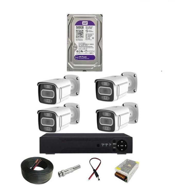 پکیج کامل دوربین مداربسته ۴ عددی مناسب برای باغ و کارخانه ها