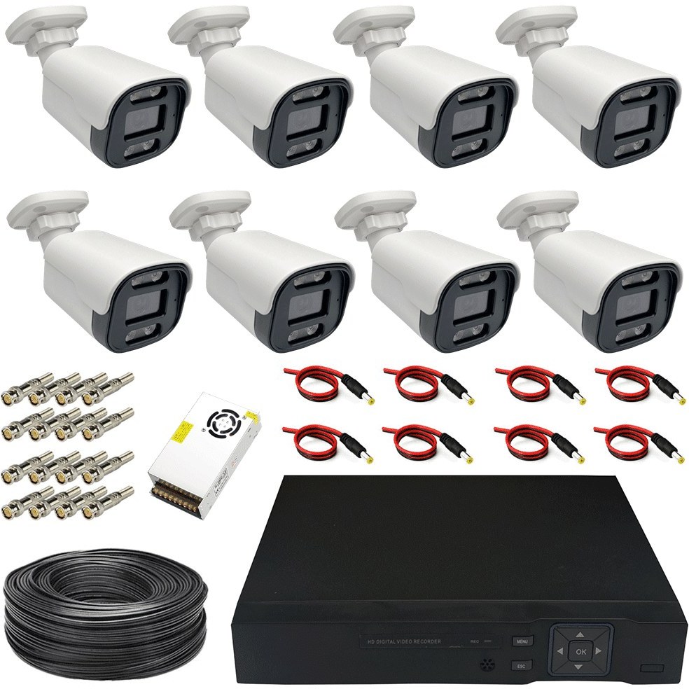 پک 8 کانال دوربین مداربسته 5 مگاپیکسل فول اچ دی دید در شب رنگی AHD مدل b3410