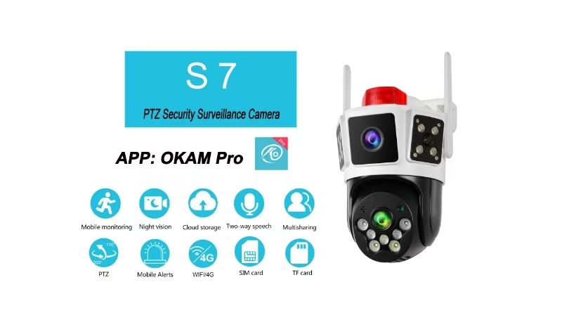 دوربین مداربسته سیمکارتی مدل S7-4G بدون محدودیت در اپراتور با سرعت بالا ( اپلیکیشن O-KAM PRO ) رنگ سفید سرور داخلی